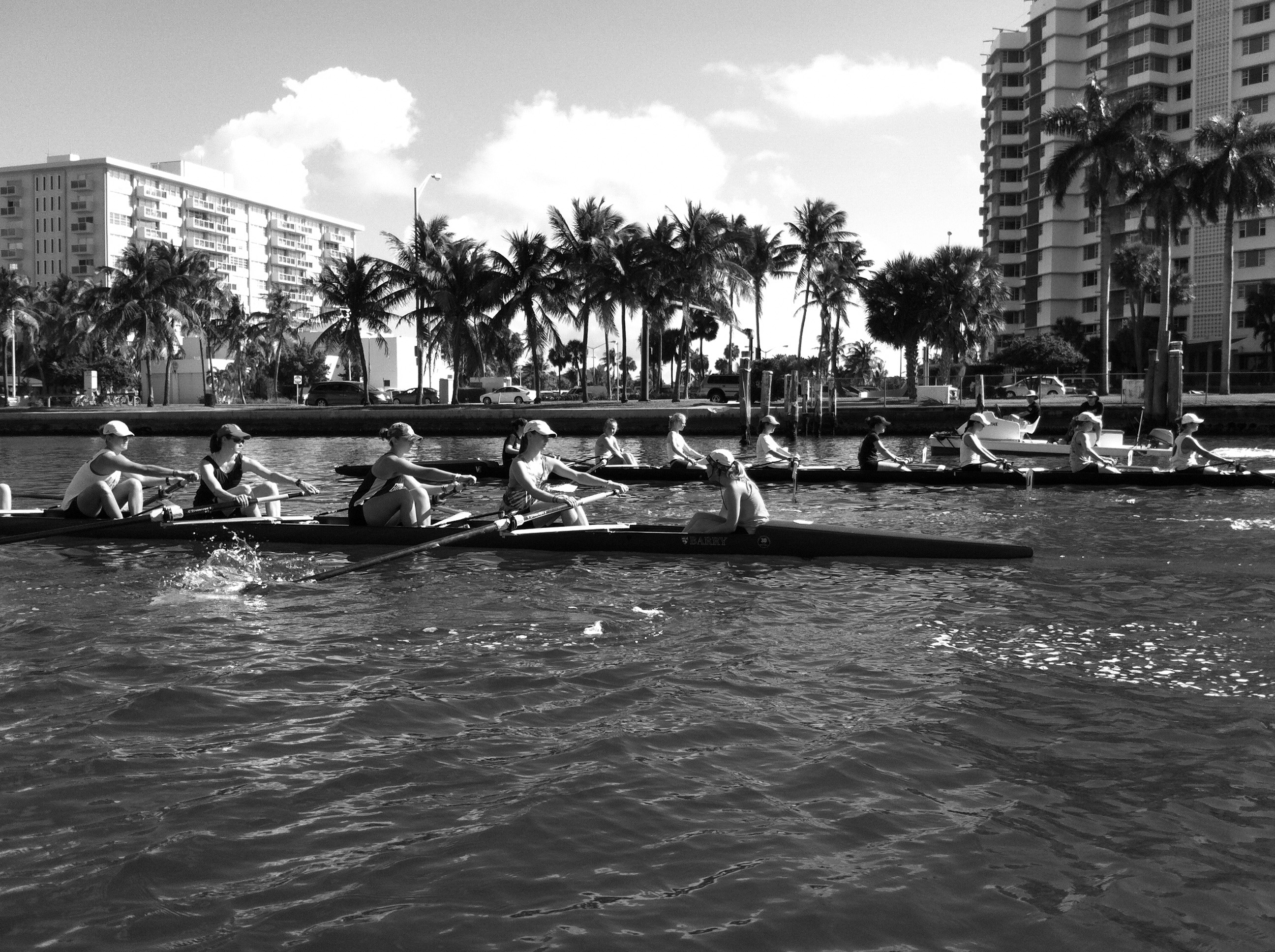 Lauren Lapoint | The BucknellianWomen rowers perfecting their technique. The Bison finished 28 training sessions overall in the warm Miami weather.