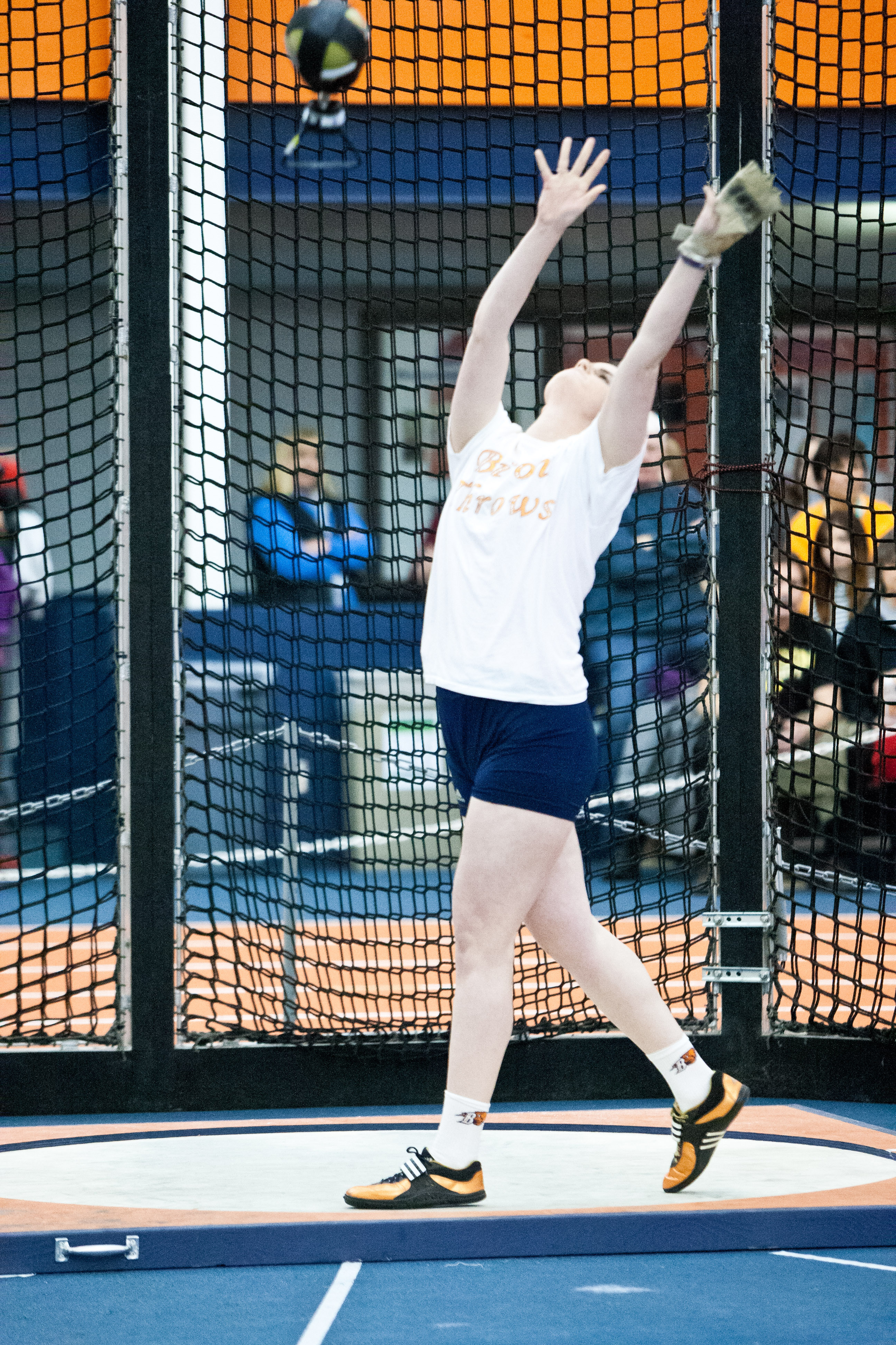 Edward Louie | The BucknellianAbby Monaghan '13 hurls a weight. Her 3rd place finish made her one of the top performers for the Bison.