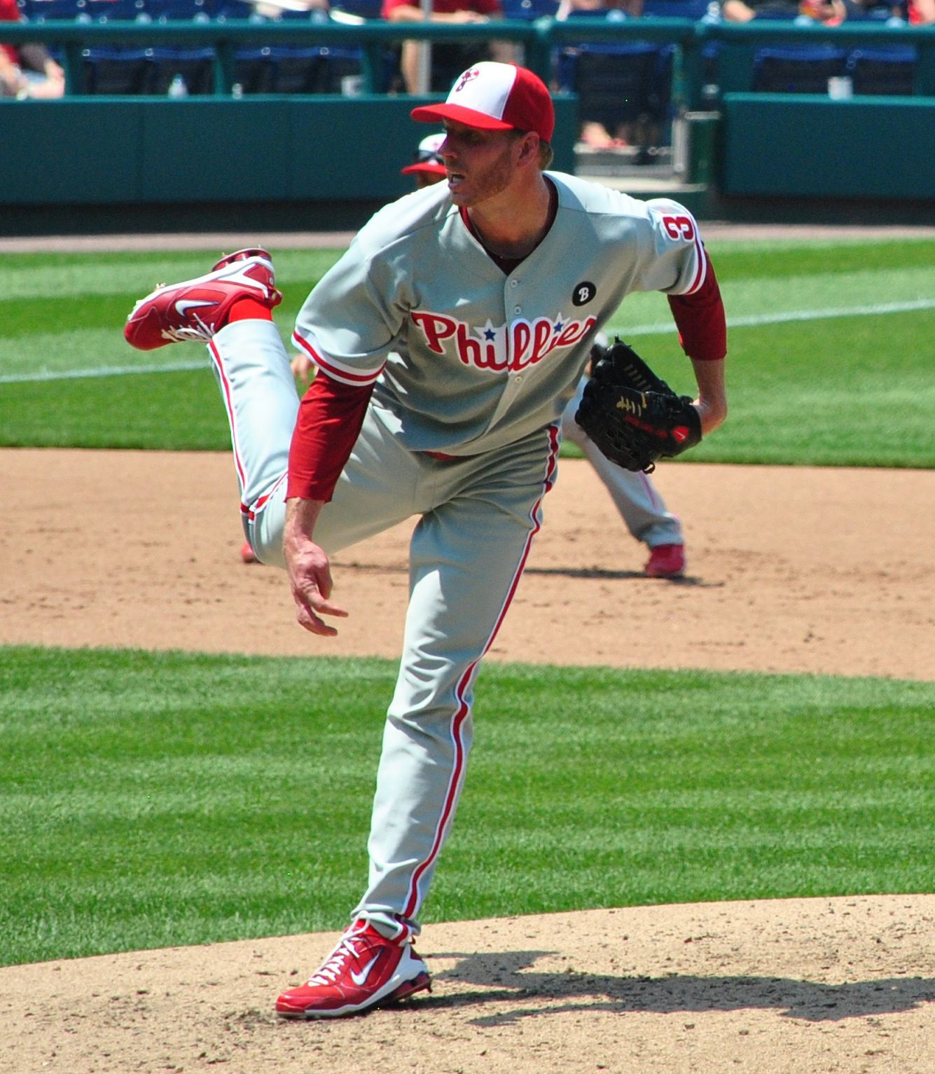 Courtesy of Wikimedia Commons Roy Halladay fires from the mound. A resurgent year from Halladay could do wonders for an aging Phillies team.